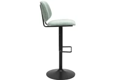 Tabourets de bar relevables design en tissu effet velours texturé vert céladon et métal noir BARNET (lot de 2)