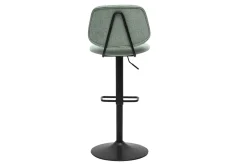 Tabourets de bar relevables design en tissu effet velours texturé vert céladon et métal noir BARNET (lot de 2)
