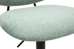 Tabourets de bar relevables design en tissu effet velours texturé vert céladon et métal noir BARNET (lot de 2)