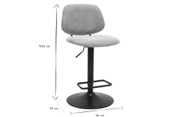 Tabourets de bar relevables design en tissu effet velours texturé vert céladon et métal noir BARNET (lot de 2)