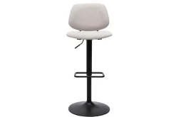 Tabourets de bar relevables design en tissu effet velours beige et métal noir BARNET (lot de 2)