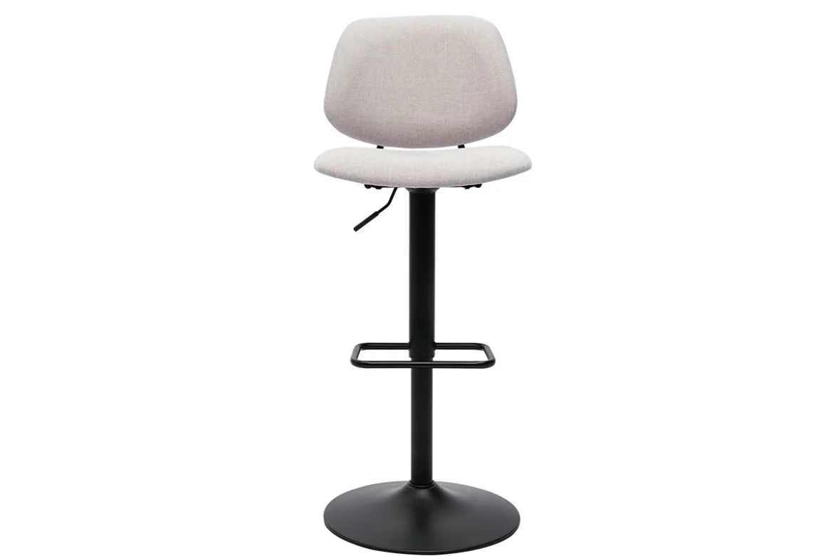 Tabourets de bar relevables design en tissu effet velours beige et métal noir BARNET (lot de 2)