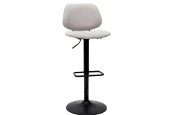 Tabourets de bar relevables design en tissu effet velours beige et métal noir BARNET (lot de 2)