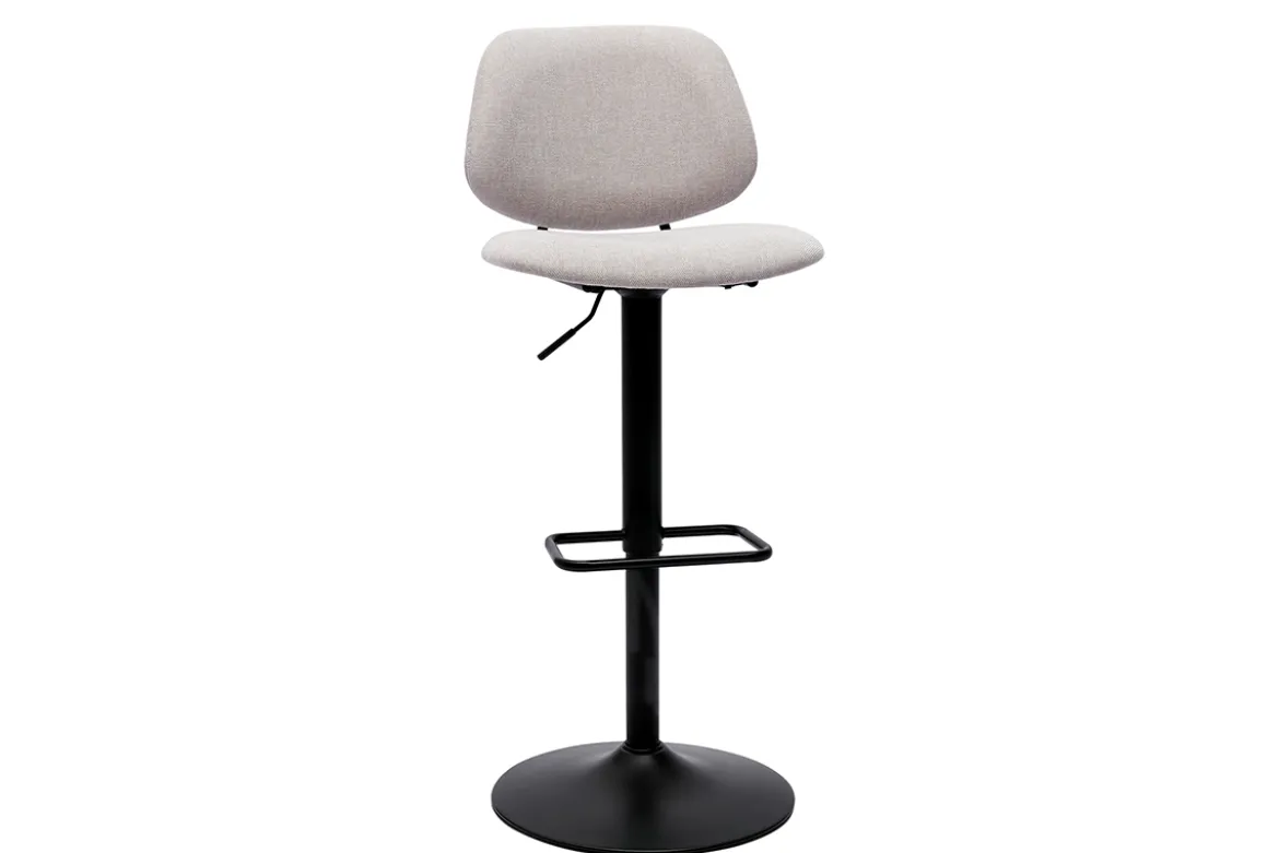 Tabourets de bar relevables design en tissu effet velours beige et métal noir BARNET (lot de 2)