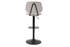 Tabourets de bar relevables design en tissu effet velours beige et métal noir BARNET (lot de 2)