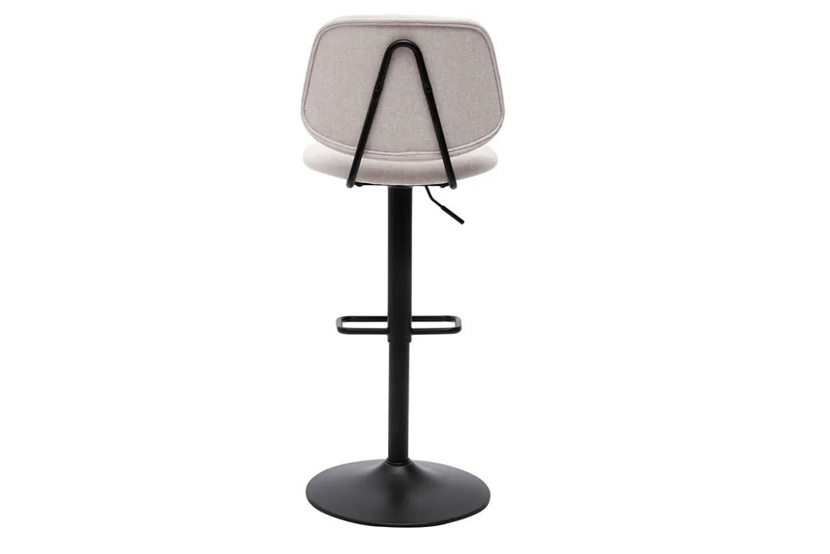 Tabourets de bar relevables design en tissu effet velours beige et métal noir BARNET (lot de 2)