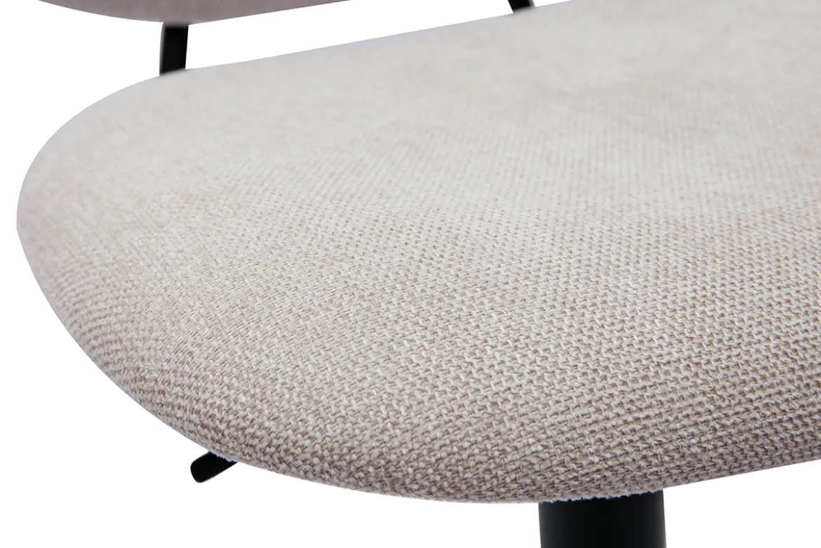 Tabourets de bar relevables design en tissu effet velours beige et métal noir BARNET (lot de 2)
