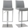 Tabourets de bar relevables gris et acier chromé (lot de 2) KYLE