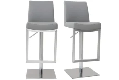Tabourets de bar relevables gris et acier chromé (lot de 2) KYLE