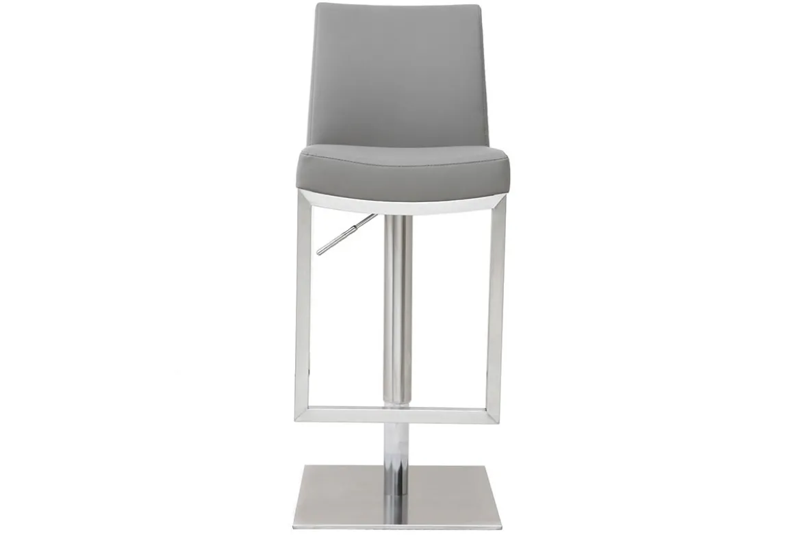 Tabourets de bar relevables gris et acier chromé (lot de 2) KYLE