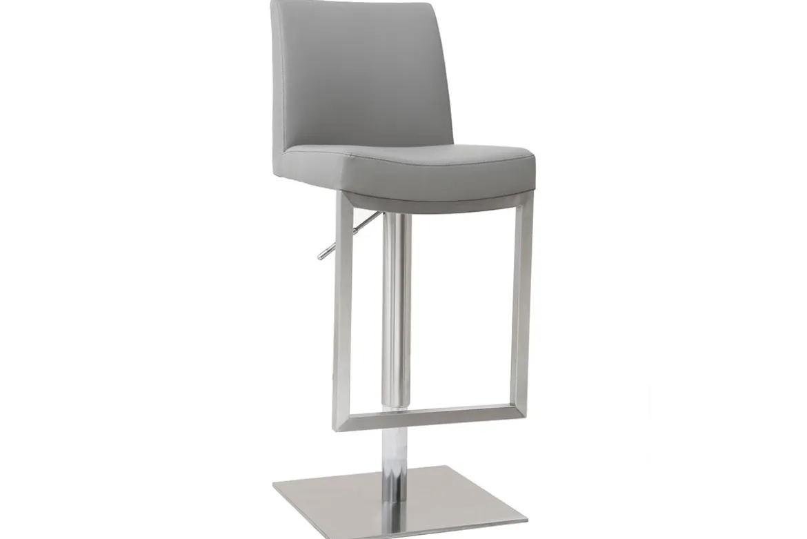 Tabourets de bar relevables gris et acier chromé (lot de 2) KYLE