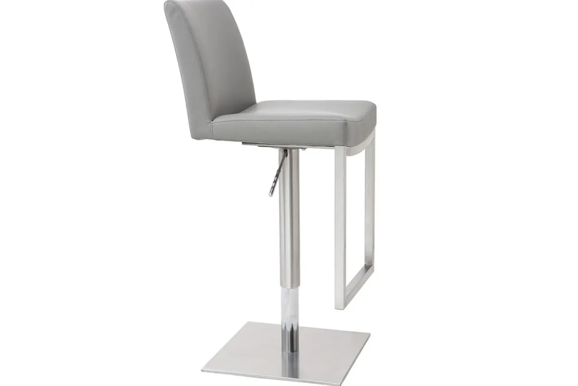 Tabourets de bar relevables gris et acier chromé (lot de 2) KYLE