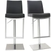 Tabourets de bar relevables noir et acier chromé (lot de 2) KYLE