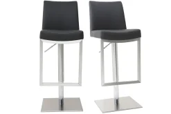 Tabourets de bar relevables noir et acier chromé (lot de 2) KYLE