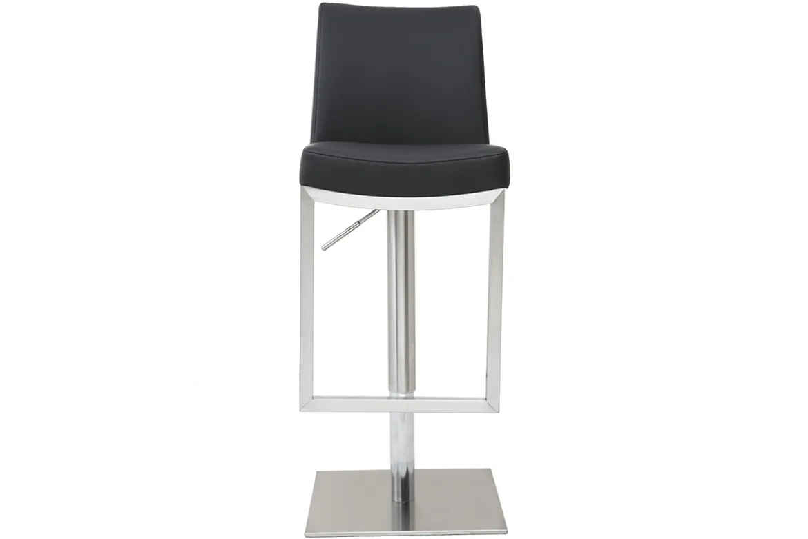 Tabourets de bar relevables noir et acier chromé (lot de 2) KYLE