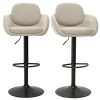 Tabourets de bar réglable pivotants 360° en tissu chenille beige et métal noir (lot de 2) SLAKE
