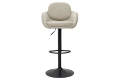 Tabourets de bar réglable pivotants 360° en tissu chenille beige et métal noir (lot de 2) SLAKE