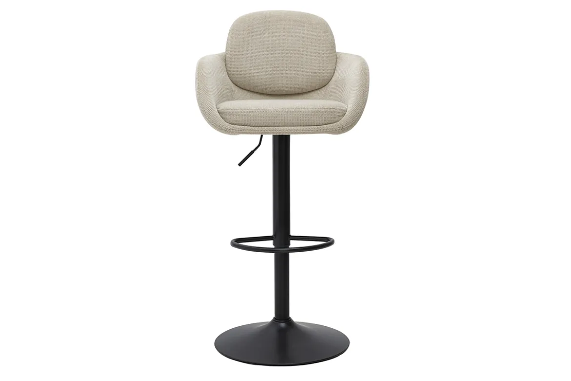 Tabourets de bar réglable pivotants 360° en tissu chenille beige et métal noir (lot de 2) SLAKE