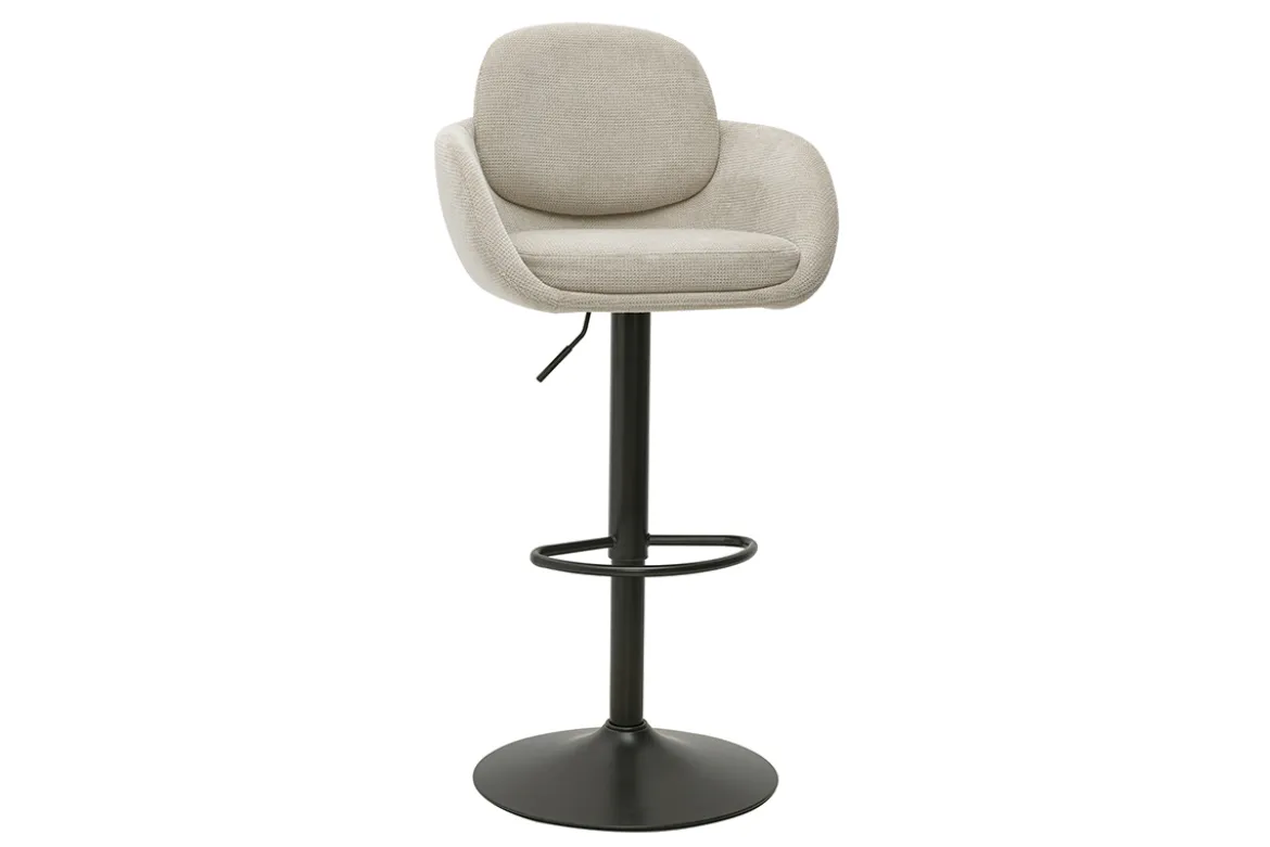 Tabourets de bar réglable pivotants 360° en tissu chenille beige et métal noir (lot de 2) SLAKE
