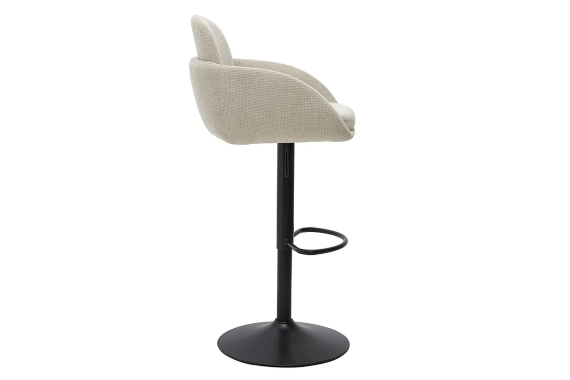 Tabourets de bar réglable pivotants 360° en tissu chenille beige et métal noir (lot de 2) SLAKE