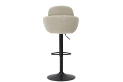 Tabourets de bar réglable pivotants 360° en tissu chenille beige et métal noir (lot de 2) SLAKE