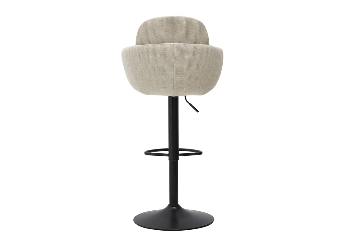 Tabourets de bar réglable pivotants 360° en tissu chenille beige et métal noir (lot de 2) SLAKE