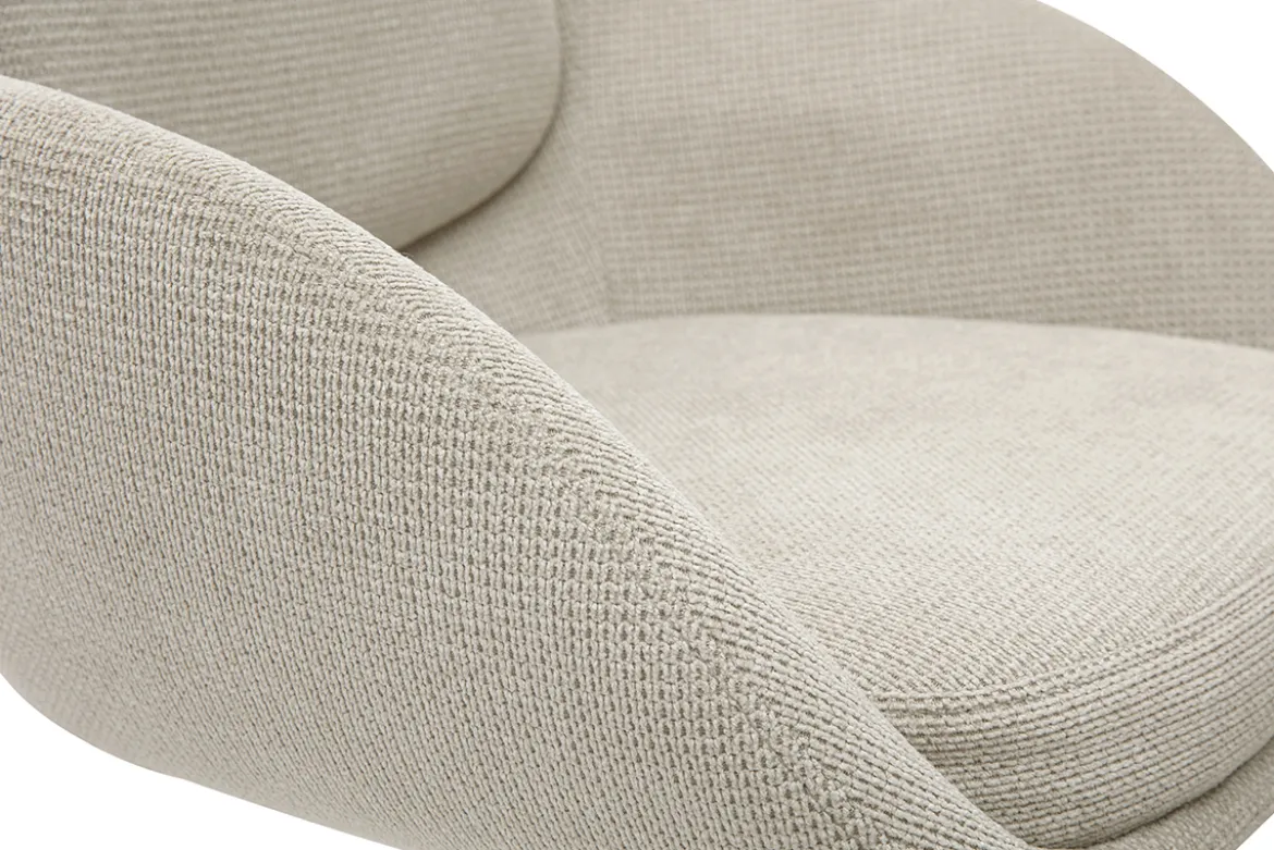Tabourets de bar réglable pivotants 360° en tissu chenille beige et métal noir (lot de 2) SLAKE