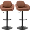 Tabourets de bar réglable pivotants 360° en tissu chenille terre brûlée et métal noir (lot de 2) SLAKE