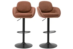 Tabourets de bar réglable pivotants 360° en tissu chenille terre brûlée et métal noir (lot de 2) SLAKE