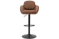 Tabourets de bar réglable pivotants 360° en tissu chenille terre brûlée et métal noir (lot de 2) SLAKE