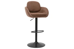 Tabourets de bar réglable pivotants 360° en tissu chenille terre brûlée et métal noir (lot de 2) SLAKE