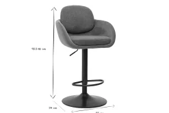Tabourets de bar réglable pivotants 360° en tissu chenille terre brûlée et métal noir (lot de 2) SLAKE