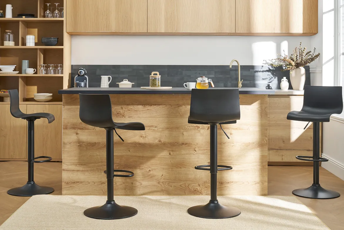 Tabourets de bar réglables design en métal noir (lot de 2) ONA
