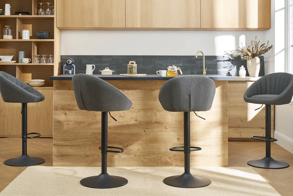 Tabourets de bar réglables design gris anthracite (lot de 2) SHERU