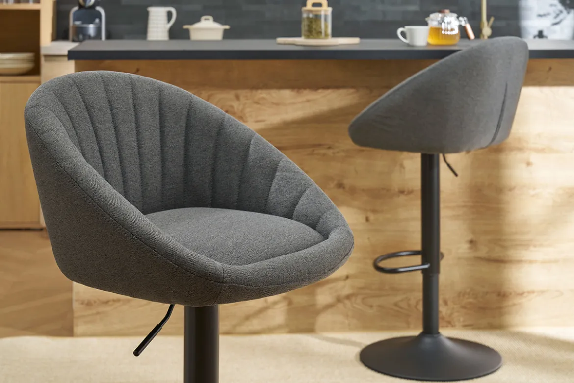 Tabourets de bar réglables design gris anthracite (lot de 2) SHERU