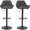 Tabourets de bar réglables design en tissu gris anthracite (lot de 2) RONNIE