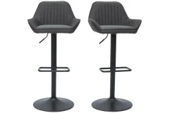 Tabourets de bar réglables design en tissu gris anthracite (lot de 2) RONNIE