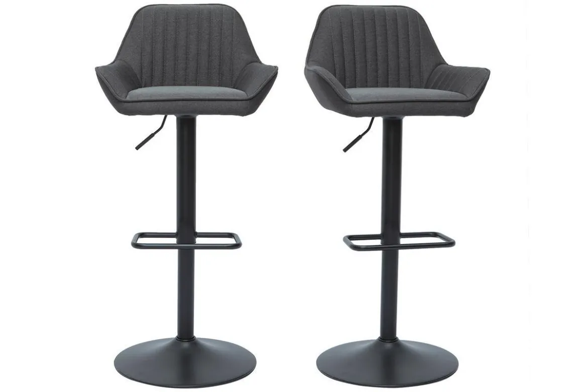 Tabourets de bar réglables design en tissu gris anthracite (lot de 2) RONNIE