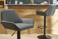 Tabourets de bar réglables design en tissu gris anthracite (lot de 2) RONNIE
