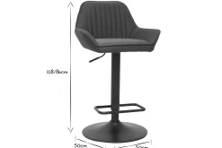 Tabourets de bar réglables design en tissu gris anthracite (lot de 2) RONNIE