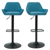 Tabourets de bar réglables design en tissu bleu (lot de 2) RONNIE