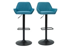 Tabourets de bar réglables design en tissu bleu (lot de 2) RONNIE