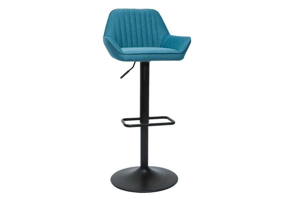 Tabourets de bar réglables design en tissu bleu (lot de 2) RONNIE