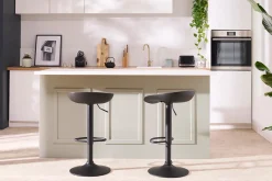 Tabourets de bar réglables design noirs H65 cm (lot de 2) PEBBLE