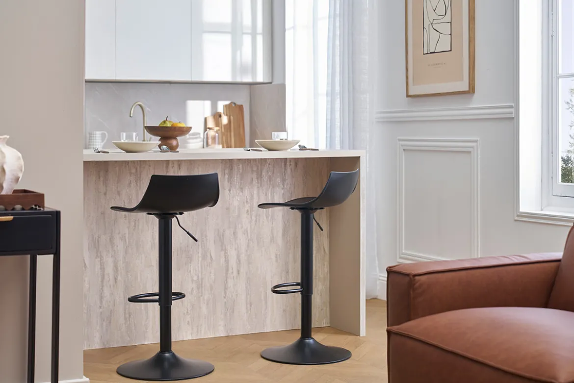 Tabourets de bar réglables design noirs (lot de 2) KELLY