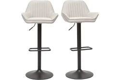 Tabourets de bar réglables en tissu beige et métal noir (lot de 2) RONNIE