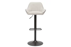 Tabourets de bar réglables en tissu beige et métal noir (lot de 2) RONNIE