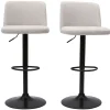 Tabourets de bar réglables en tissu effet velours texturé beige et métal noir (lot de 2) MONTI
