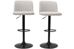 Tabourets de bar réglables en tissu effet velours texturé beige et métal noir (lot de 2) MONTI
