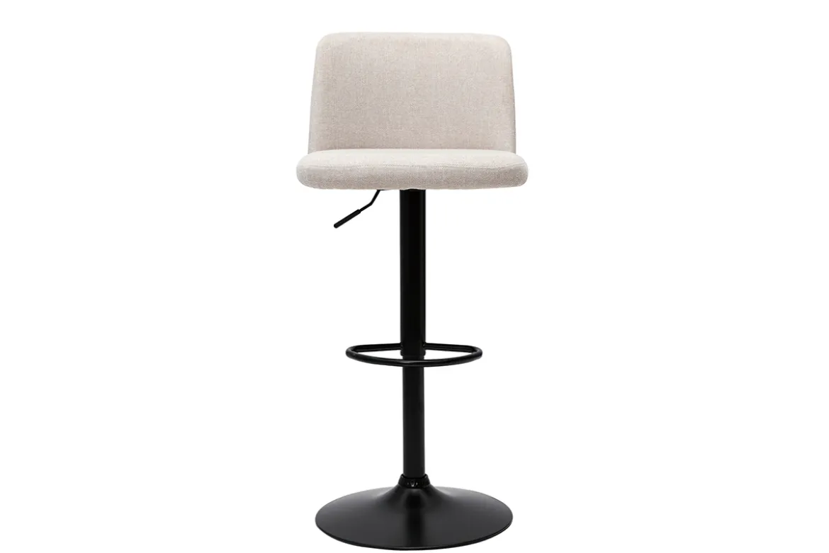 Tabourets de bar réglables en tissu effet velours texturé beige et métal noir (lot de 2) MONTI